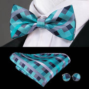 Butterfly Pre-Tied Bow Tie Pocket Square Cufflinks Suit Set