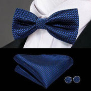 Butterfly Pre-Tied Bow Tie Pocket Square Cufflinks Suit Set