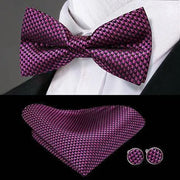 Butterfly Pre-Tied Bow Tie Pocket Square Cufflinks Suit Set