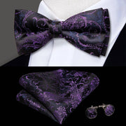 Butterfly Pre-Tied Bow Tie Pocket Square Cufflinks Suit Set