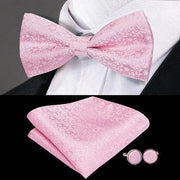 Butterfly Pre-Tied Bow Tie Pocket Square Cufflinks Suit Set