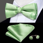 Butterfly Pre-Tied Bow Tie Pocket Square Cufflinks Suit Set