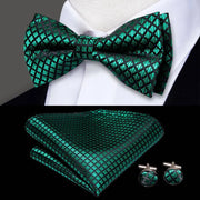 Butterfly Pre-Tied Bow Tie Pocket Square Cufflinks Suit Set