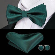 Butterfly Pre-Tied Bow Tie Pocket Square Cufflinks Suit Set