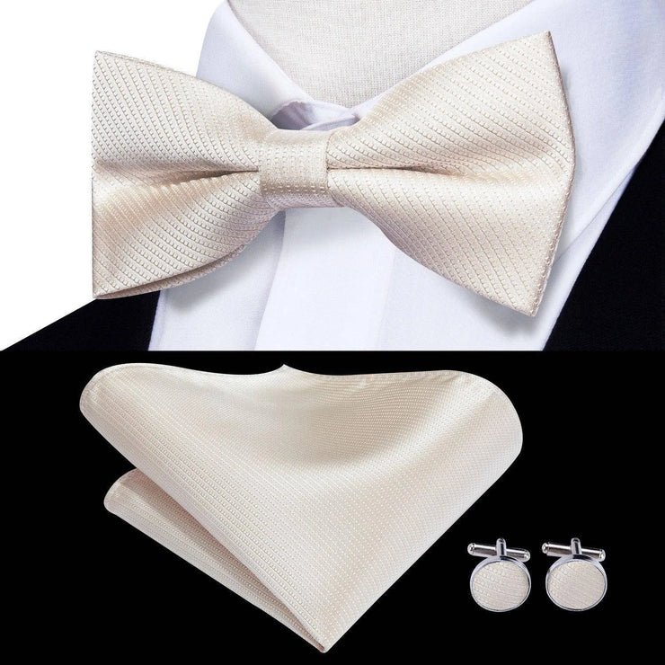 Butterfly Pre-Tied Bow Tie Pocket Square Cufflinks Suit Set