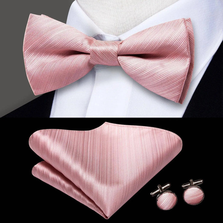 Butterfly Pre-Tied Bow Tie Pocket Square Cufflinks Suit Set