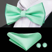 Butterfly Pre-Tied Bow Tie Pocket Square Cufflinks Suit Set