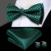 Butterfly Pre-Tied Bow Tie Pocket Square Cufflinks Suit Set