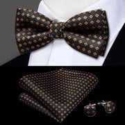 Butterfly Pre-Tied Bow Tie Pocket Square Cufflinks Suit Set