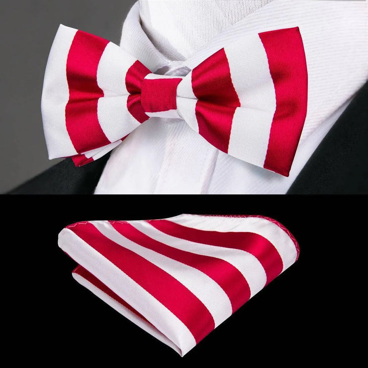 Butterfly Pre-Tied Bow Tie Pocket Square Cufflinks Suit Set