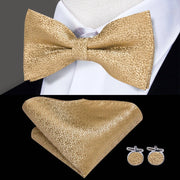 Butterfly Pre-Tied Bow Tie Pocket Square Cufflinks Suit Set