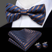 Butterfly Pre-Tied Bow Tie Pocket Square Cufflinks Suit Set