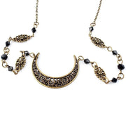 Retro Gothic Style Hollow Moon Head Chain