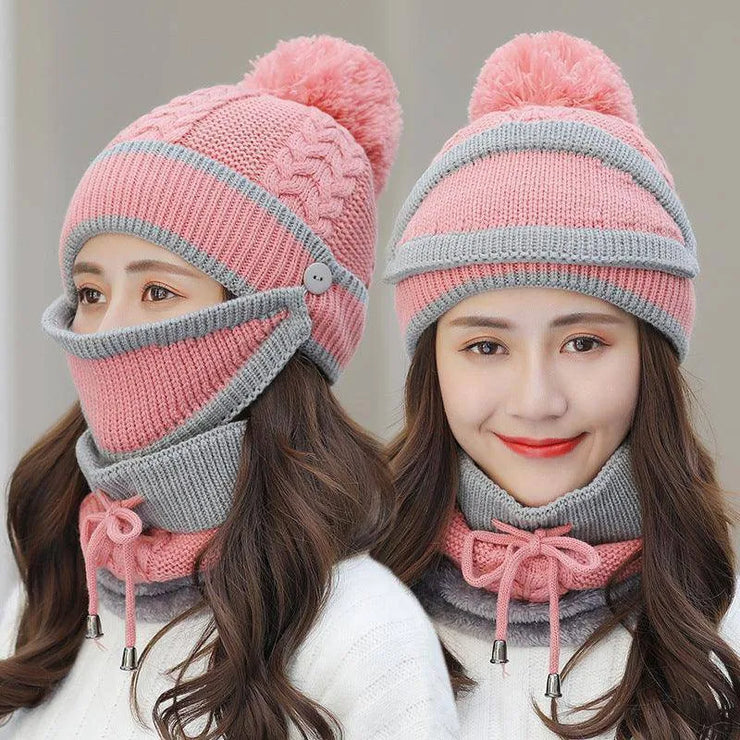 Knitted Beanie Hat Scarf Set