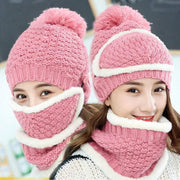 Women's Four Piece Set Of Bib Mask Beanie and Gloves