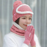 Women's Four Piece Set Of Bib Mask Beanie and Gloves