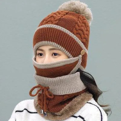 Women's Four Piece Set Of Bib Mask Beanie and Gloves