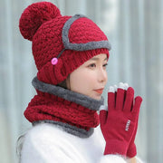 Women's Four Piece Set Of Bib Mask Beanie and Gloves