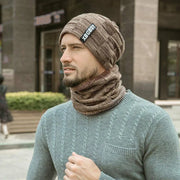 Winter Men's Wool Beanie Hat Scarf Set