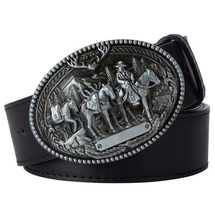 Men's Leather Metal Golden Buckle Belt