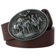 Men's Leather Metal Golden Buckle Belt