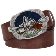 Men's Leather Metal Golden Buckle Belt