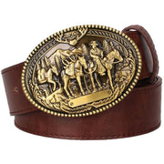 Men's Leather Metal Golden Buckle Belt