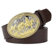 Men's Leather Metal Golden Buckle Belt