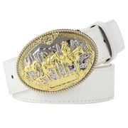 Men's Leather Metal Golden Buckle Belt