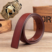 Bull Head Copper Smooth Leather Belt