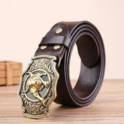 Bull Head Copper Smooth Leather Belt