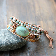 Handmade Beaded Leather Cord Bracelet for Women