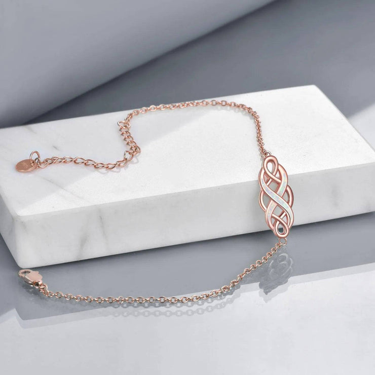 Rose Gold Infinity Opal Bracelet Cable Chain