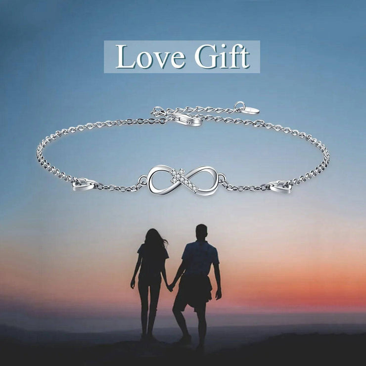 Sterling Silver Cubic Zirconia Infinity Bracelet