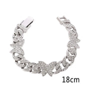 Hip Hop Micro-inlaid Zircon Butterfly Cuban Bracelet