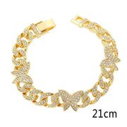 Hip Hop Micro-inlaid Zircon Butterfly Cuban Bracelet