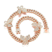 Full Diamond Miami Cuban Bracelet Butterfly Clasp Bangle