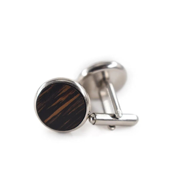 Round Solid Wood Cufflinks