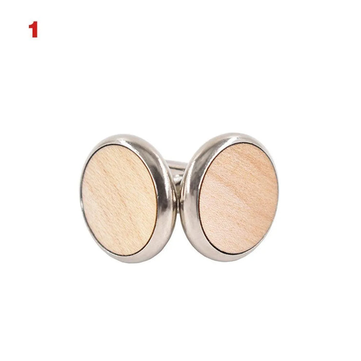 Round Solid Wood Cufflinks