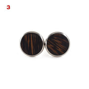 Round Solid Wood Cufflinks