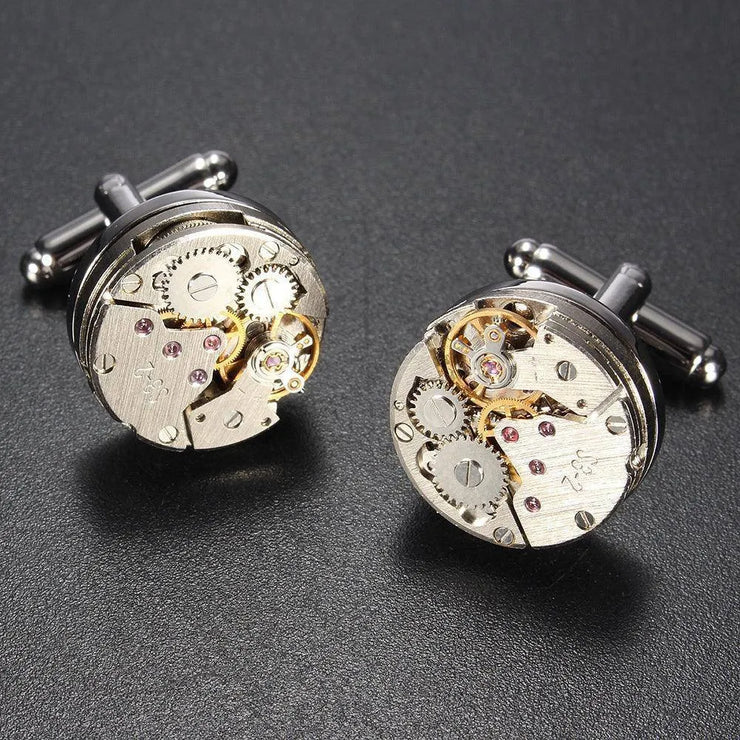 Mechanical Watch Movement Men's Cufflinks