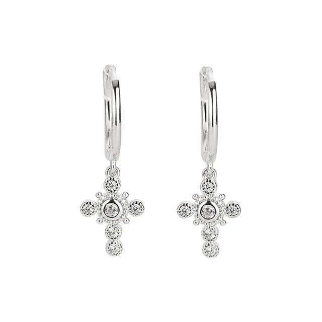 Beautiful Sterling Silver or Gold Cross Earrings