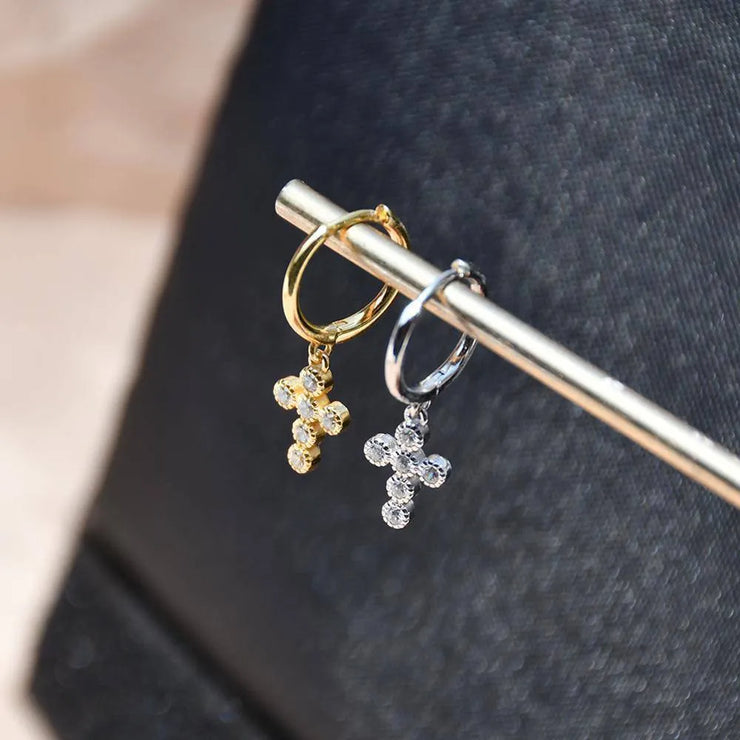 Beautiful Sterling Silver or Gold Cross Earrings