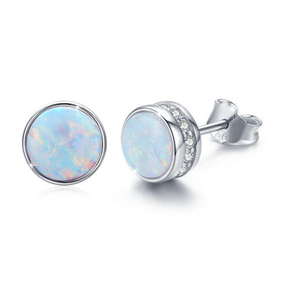 Opal Stud Earrings 925 Sterling Silver Earrings