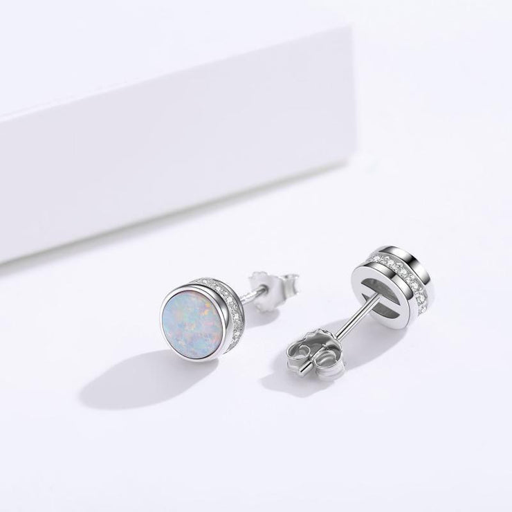 Opal Stud Earrings 925 Sterling Silver Earrings