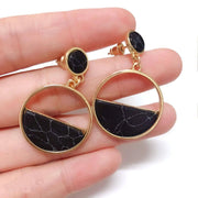 Geometric Marble Stud Round Earrings