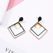 Geometric Marble Stud Round Earrings