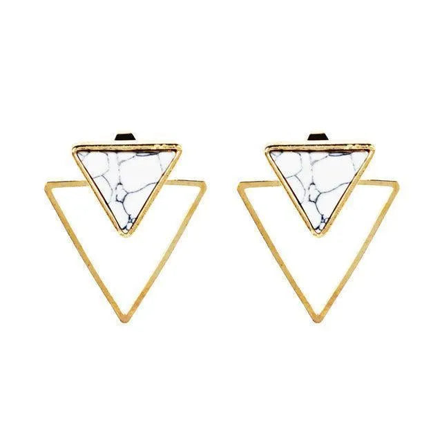 Geometric Marble Stud Round Earrings