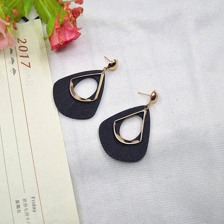 Geometric Marble Stud Round Earrings