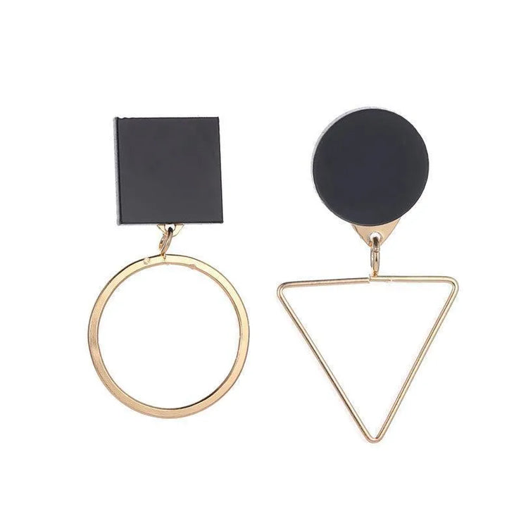 Geometric Marble Stud Round Earrings